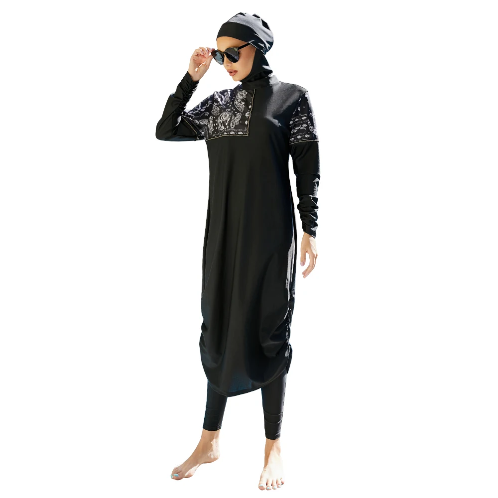 Burkini Muslim Swimwear 2023 Women Full Body UV Protection Color Block Diving Suit Burkini Swimming for Veiled Women Borkini