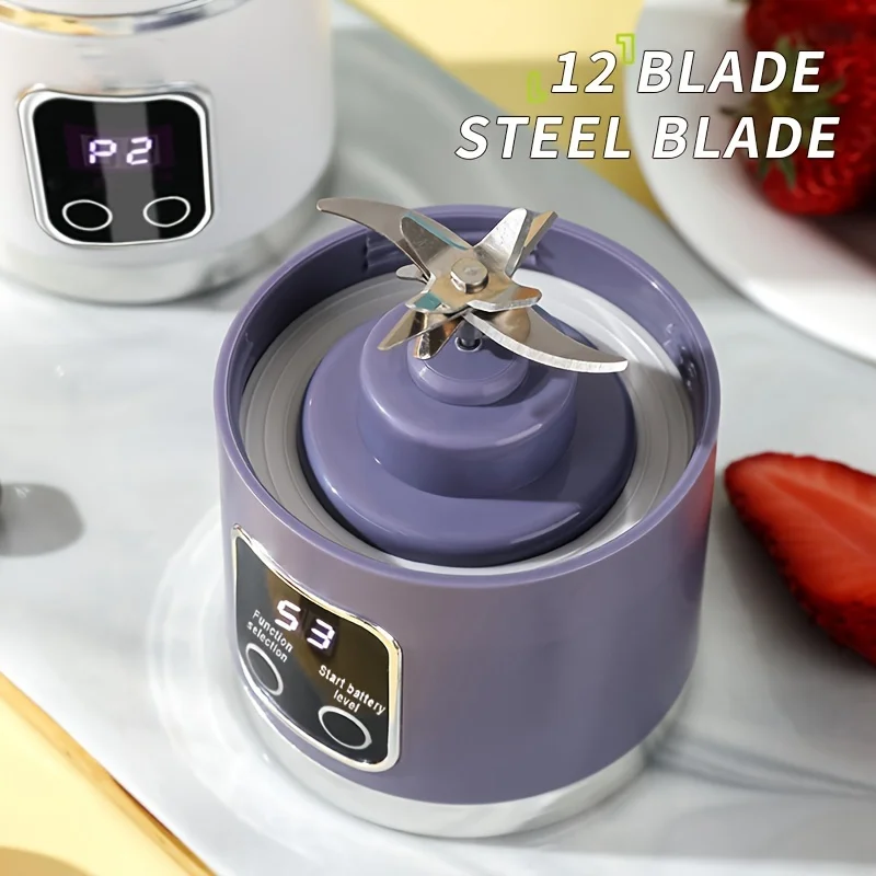 1500mah Portable Juicer with LED Digital Display USB Charging Outdoor Juicing Cup Home Multifunctional 12-Blade Blender 450ML fruit juicer hand immersion blender hand blender food blender dual cup juicer commercial blender
