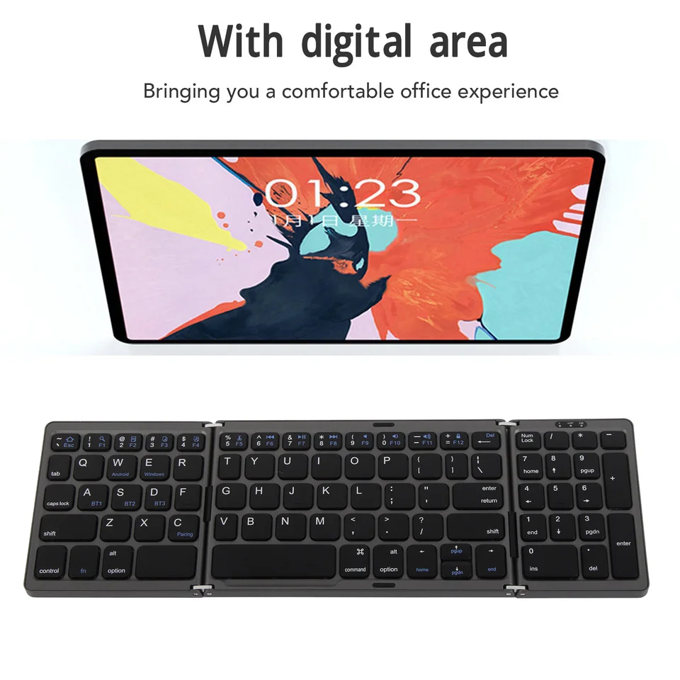 Foldable Bluetooth Keyboard for Multiple Devices