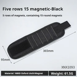 Magnetic Wrist Strap Tool with Portable Attachment and Powerful Magnet - Ideal Gift (Black)
