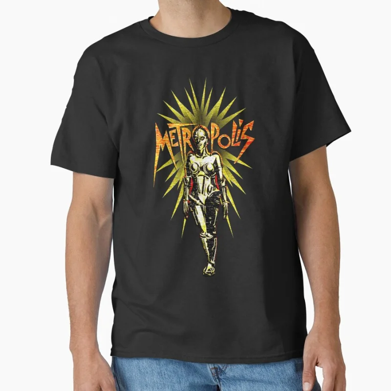Retro Science Fi Metropolis Maria Fritz Lang Film Deutschland Kino Kurzarm Rundhals T-Shirt große Größe Erwachsene Tops S-6XL