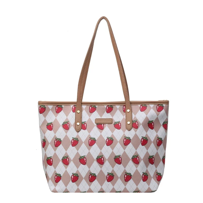 thumbnail image 1 of Bolsos de hombro bonitos de PU de gran capacidad con diseño de fresa, con cremallera, para ir al trabajo, a la moda, para mujer, 2024, de alta calidad, 1 of 5
