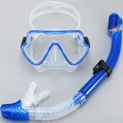 Enhanced Panoramic Snorkeling Set - Professional Tempered Glass Mask and Snorkel Kit (Transparent Blue)