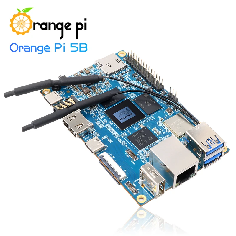 Orange Pi 5B + Metal Shell 8GB Ram Single Board Computer RK3358S 64GB EMMC Wifi-BT Development Board Pi 5 B Run Debian Ubuntu OS
