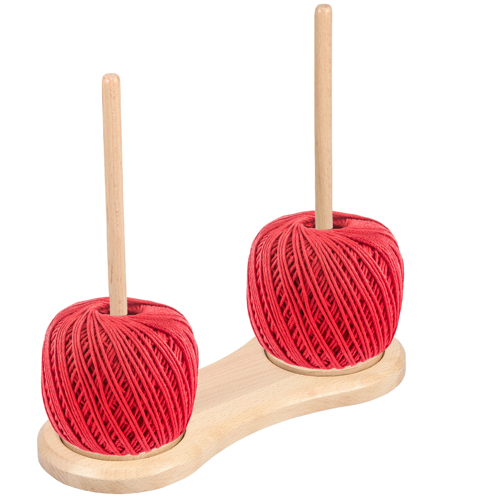 Double Wooden Yarn Holder Rotatable Wooden Yarn Skein Spinner Revolving Ball Stand Stable Holder Dispenser Crochet yarn holder