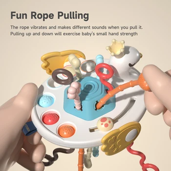 Montessori Sensory Development Toy Baby Pull String Finger Grasp Training Toy Early Education Learning Toy Teething BPA Free1-3Y