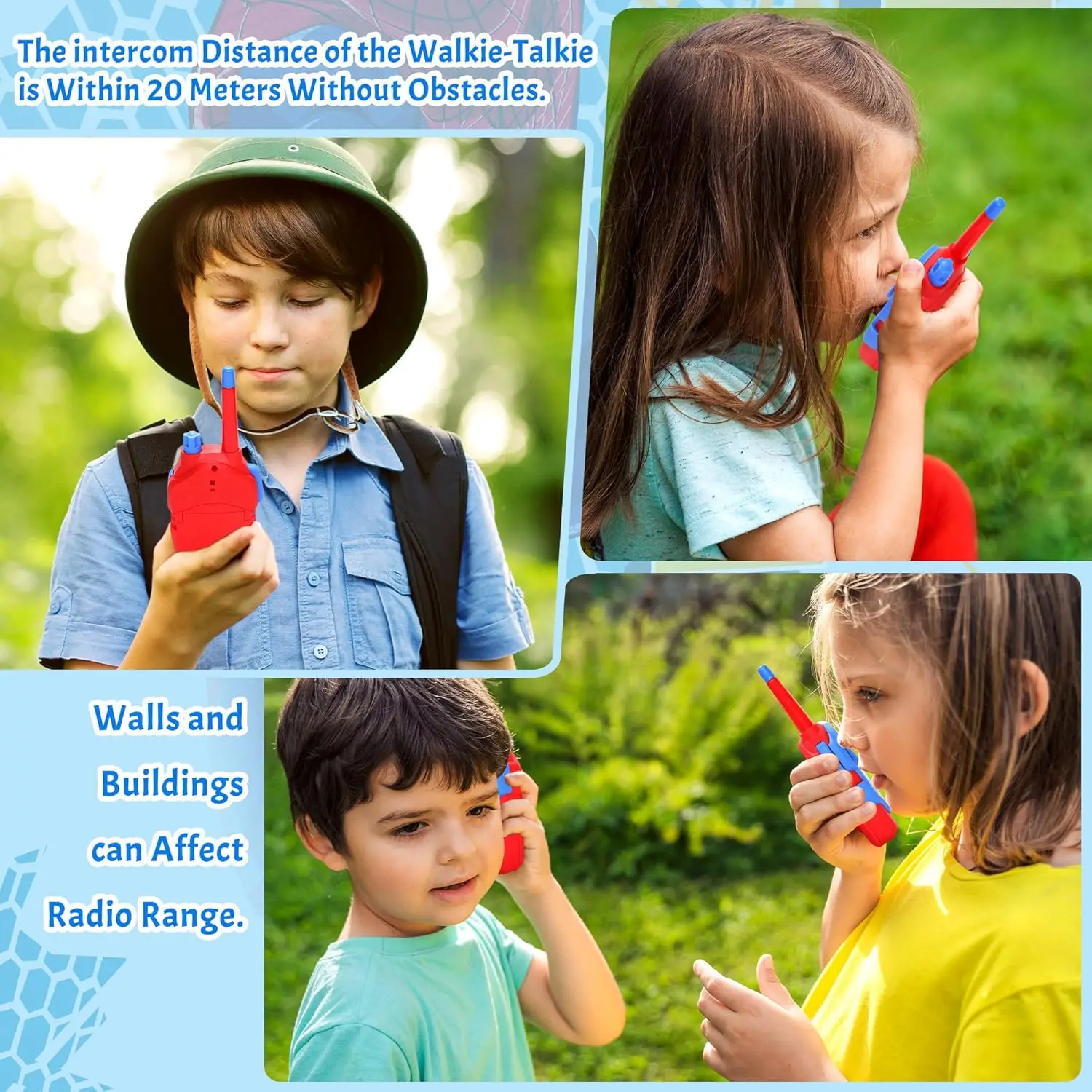 Cartoon Spider Kids Wireless Walkie Talkie - 2 Pieces Indoor and Outdoor Spider Toys, Ideal Gift Choice for Boys and Girls 5