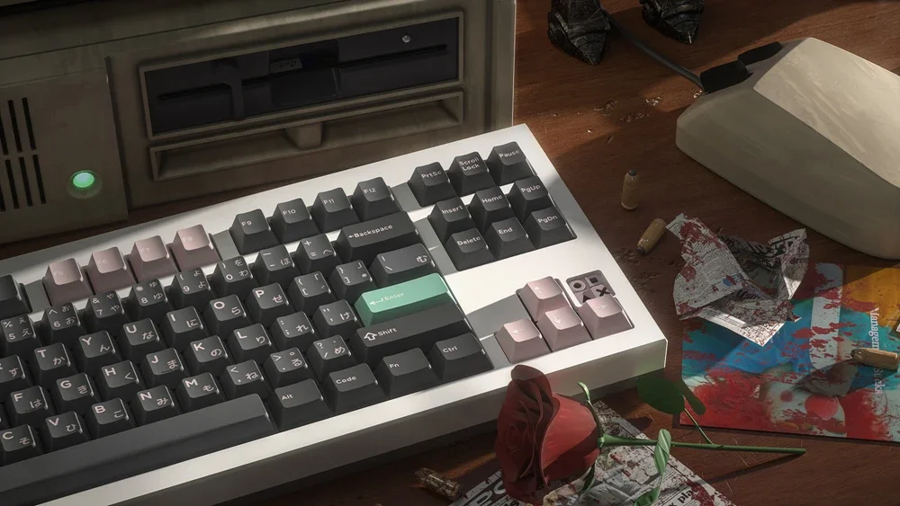 Domikey-doubleshot Keycap Dcs Abs Villanella Killing Eve Black Pink Perfil Cereja Hirigana para Teclado 87 104 Bm60 Bm65 Bm68 - Imagem 3