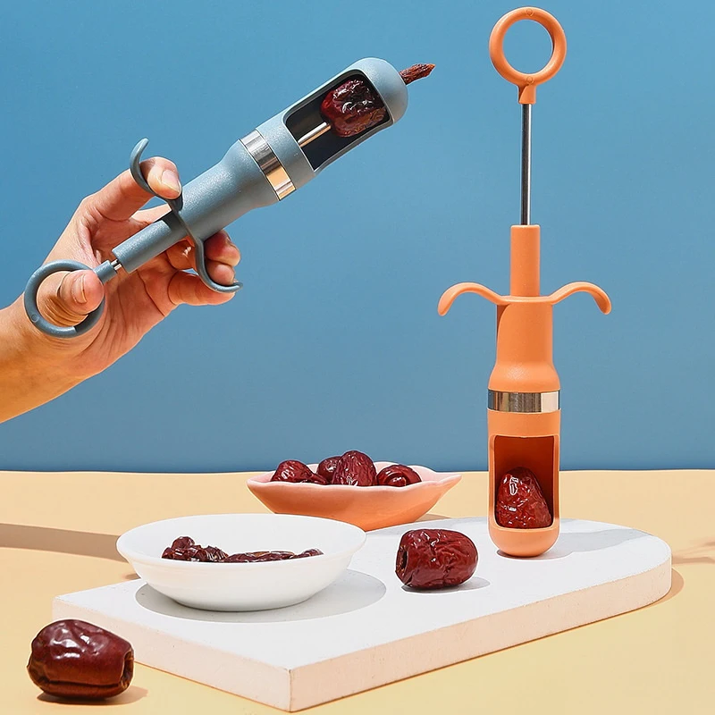 Creative Red Date Pitting Device Kitchen Gadget Fruit Pit Separator Manual Push Type Quick Core Remover Kitchen Accessories
