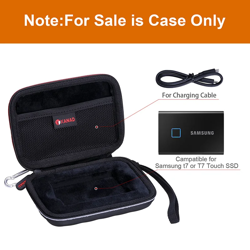 XANAD EVA Hard Case for Samsung T7 Touch SSD Waterproof Box for
