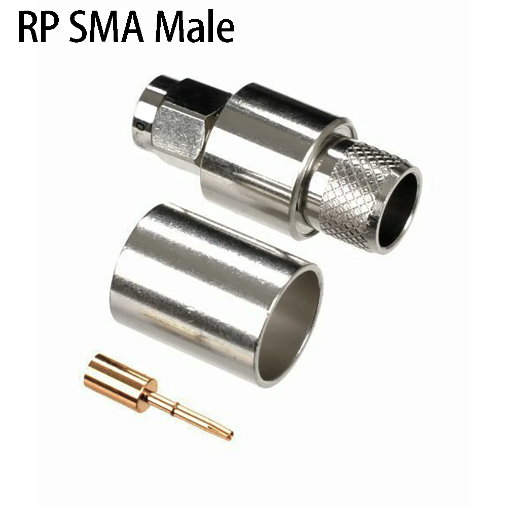 RP SMA Male Plug For GEL400 Connector RF Coaxial Crimp Connector 50 Ohm Coaxial Cable Connectors Communications Parts