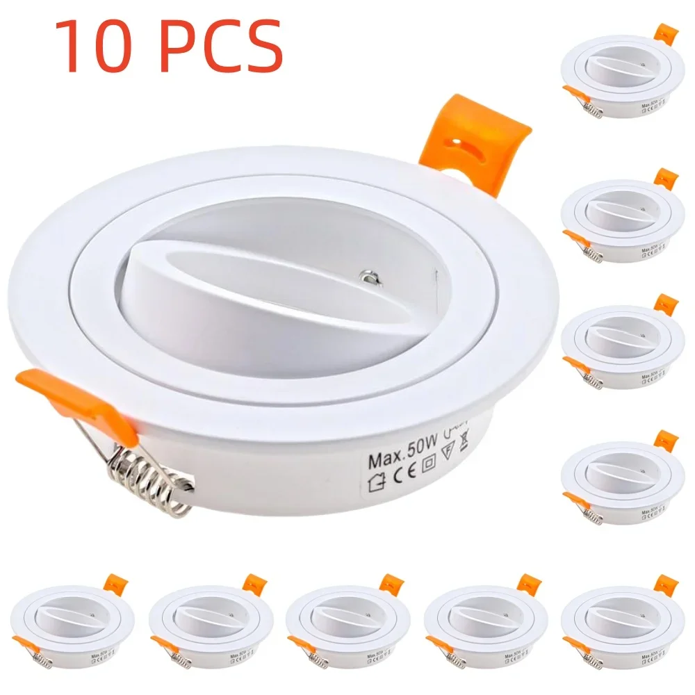 5/10pcs GU10 MR16 Round Recessed Ceiling Spotlights Frame LED Downlight Angle Adjustable Rotating Indoor Lighting Fixture