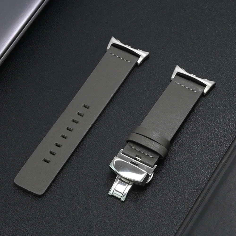 Elegant Leather Strap with Butterfly Buckle - Premium Watch Bracelet Replacement Accessory