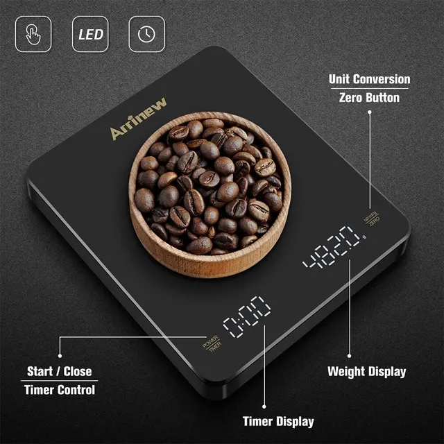 Digitális Kávé Skála Időzítő Led -Es Képernyővel Espresso Usb 3Kg Max. - Image 2