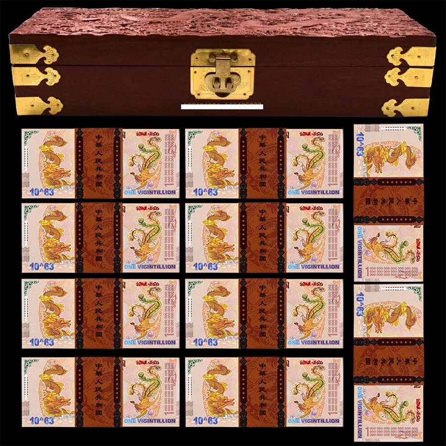 

1000pcs Chinese Dragon Banknotes One Vigintillion Paper Money In Embossed Wooden Box New Design Notes Free Shipping