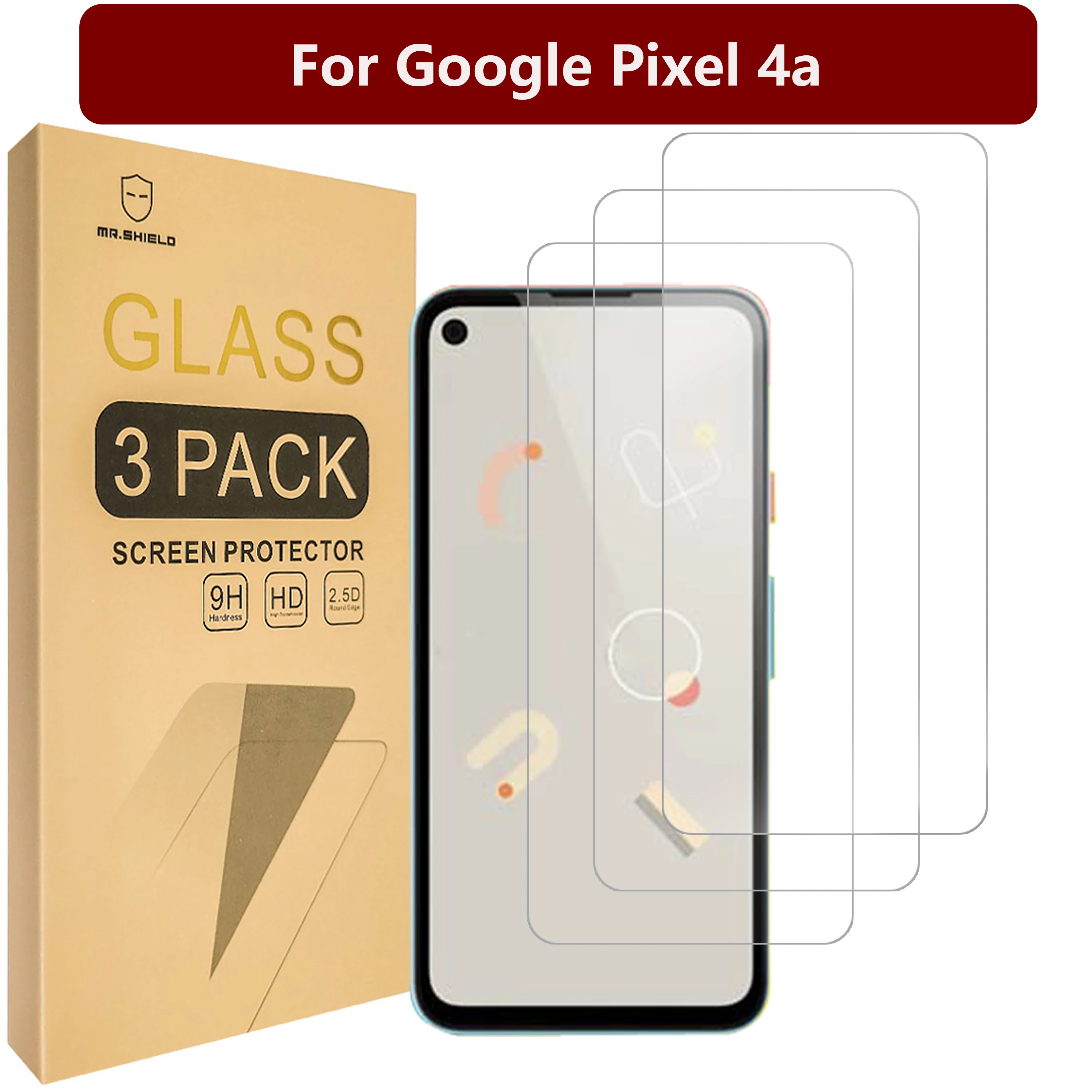 

Mr.Shield [3-Pack] Designed For Google Pixel 4a [Tempered Glass] [Japan Glass with 9H Hardness] Screen Protector