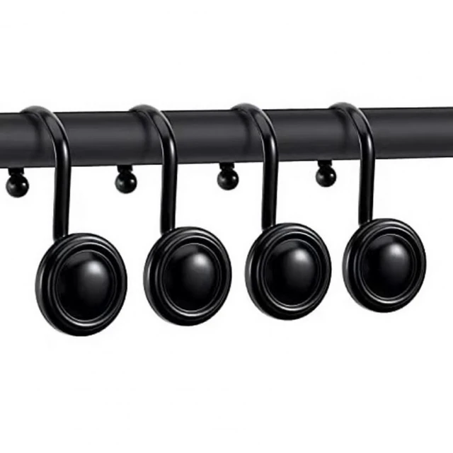 12Pcs/Set Curtain Hooks Anti-deformed Rust Proof Black Shower