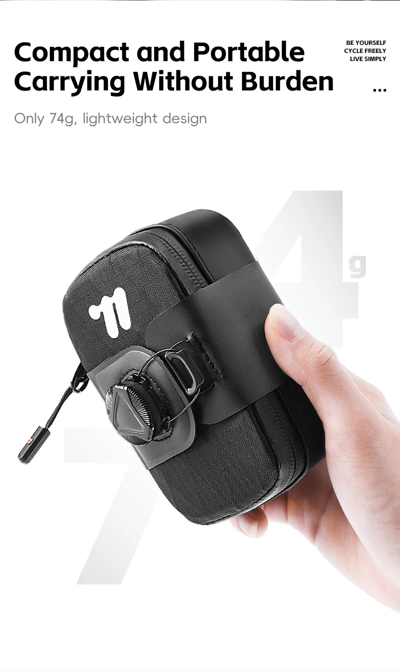 WEST BIKING Fahrradsatteltasche 0,2L Mini Selbstverriegelnde Fahrradtasche Tragbare Wasserdichte Werkzeugtasche MTB Rennrad Zubehör – Detail 7