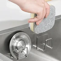 Kitchen Sink Sponges Hooks Pot Lid Holder Stainless Steel Wall Self Adhesive Drain Fast Drying Rack Household Storage Organizer 2