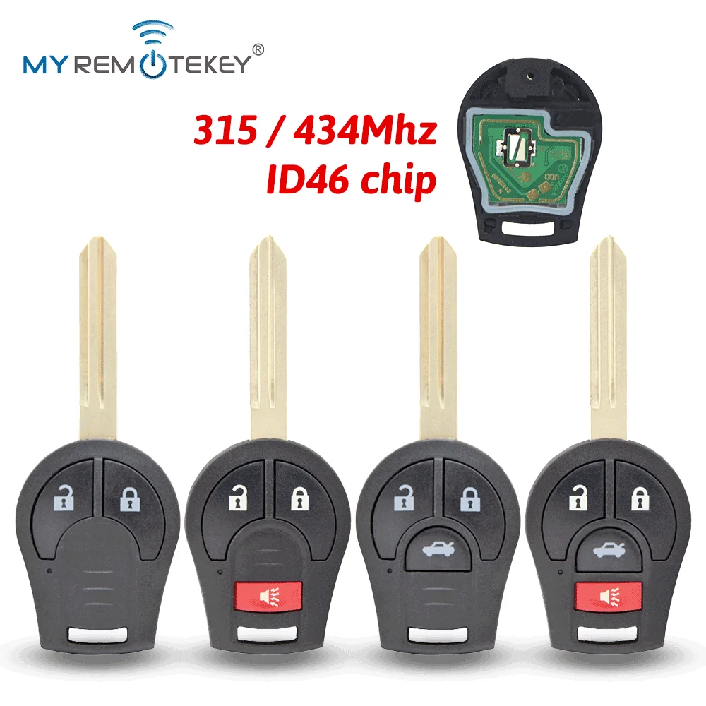 MYREMOTEKEY Fernbedienung Autoschlüssel 315/434 MHz ID46 Chip für Nissan Micra Juke Note Altima Maxima Murano CWTWB1U751 CWTWB1U761