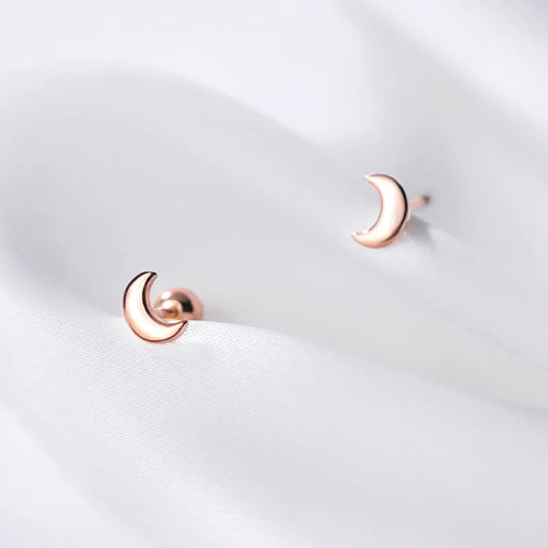 Trustdavis-pendientes minimalistas de Plata de Ley 925 con forma de Luna para mujer y niño, joyería fina S295, DA164