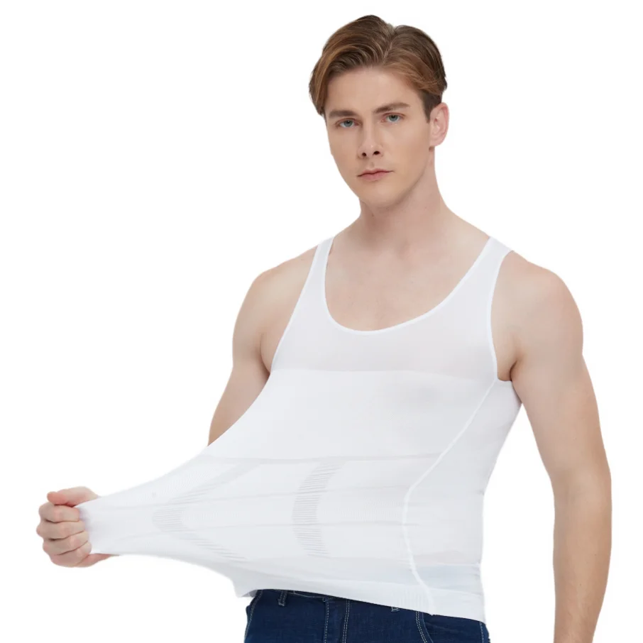 

Мужской утягивающий облегающий эластичный корректирующий жилет рубашка спортивный дышащий компрессионный Топ для фитнеса Для живота и талии