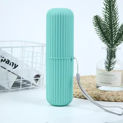 Portable Vertical Stripe Travel Toothbrush and Toothpaste Storage Cup (Green)