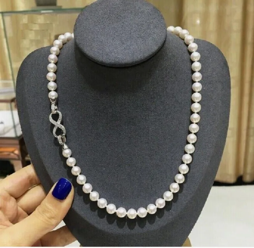 

AAA 9-10mm Australian South Sea White Pearl Necklace 20 inches 925s