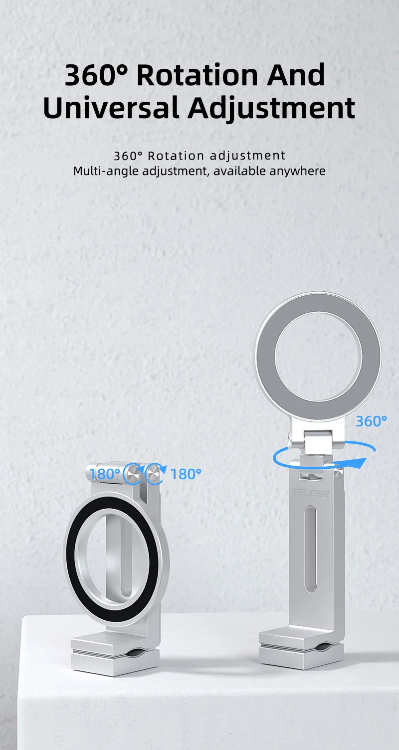 TEUCER Magnetic Phone Holder for IPhone 15 16 Samsung Xiaomi, Alloy Damping Mobi
