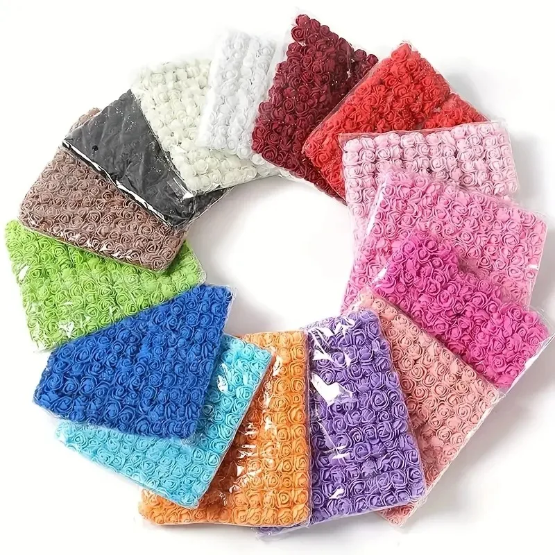 Decoration Scrapbooking DIY Craft Wreath Gift Mini Flowers 144pcs 2cm Foam Artificial Rose Flower Heads for Wedding Party Home