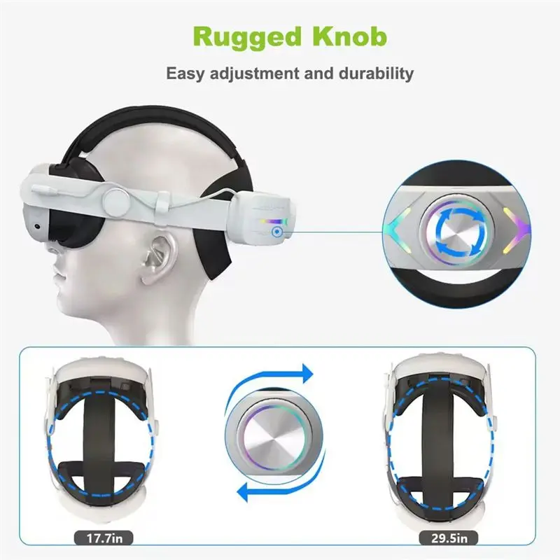 메타 VR 액세서리용 RGB 조명이 포함된 M07K-Elite 헤드 스트랩 +8000Mah 배터리 편안한 헤드 스트랩 퓨어 화이트