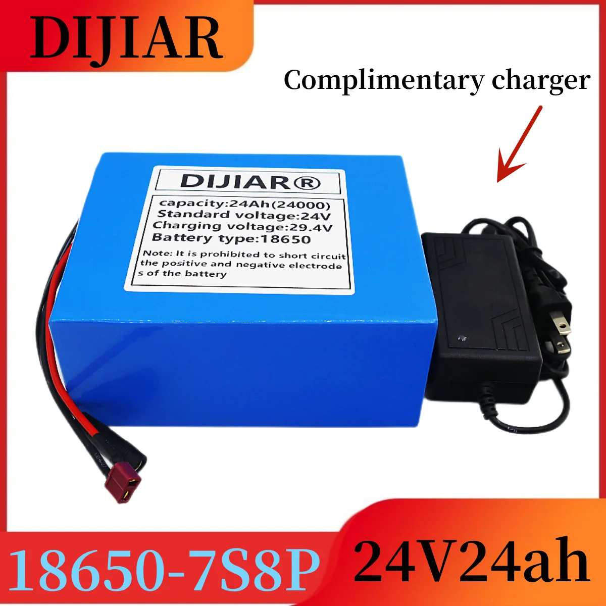 

7S8P 24V 24Ah lithium-ion rechargeable battery pack, suitable for 24V electric bicycle motors/scooters+free charger