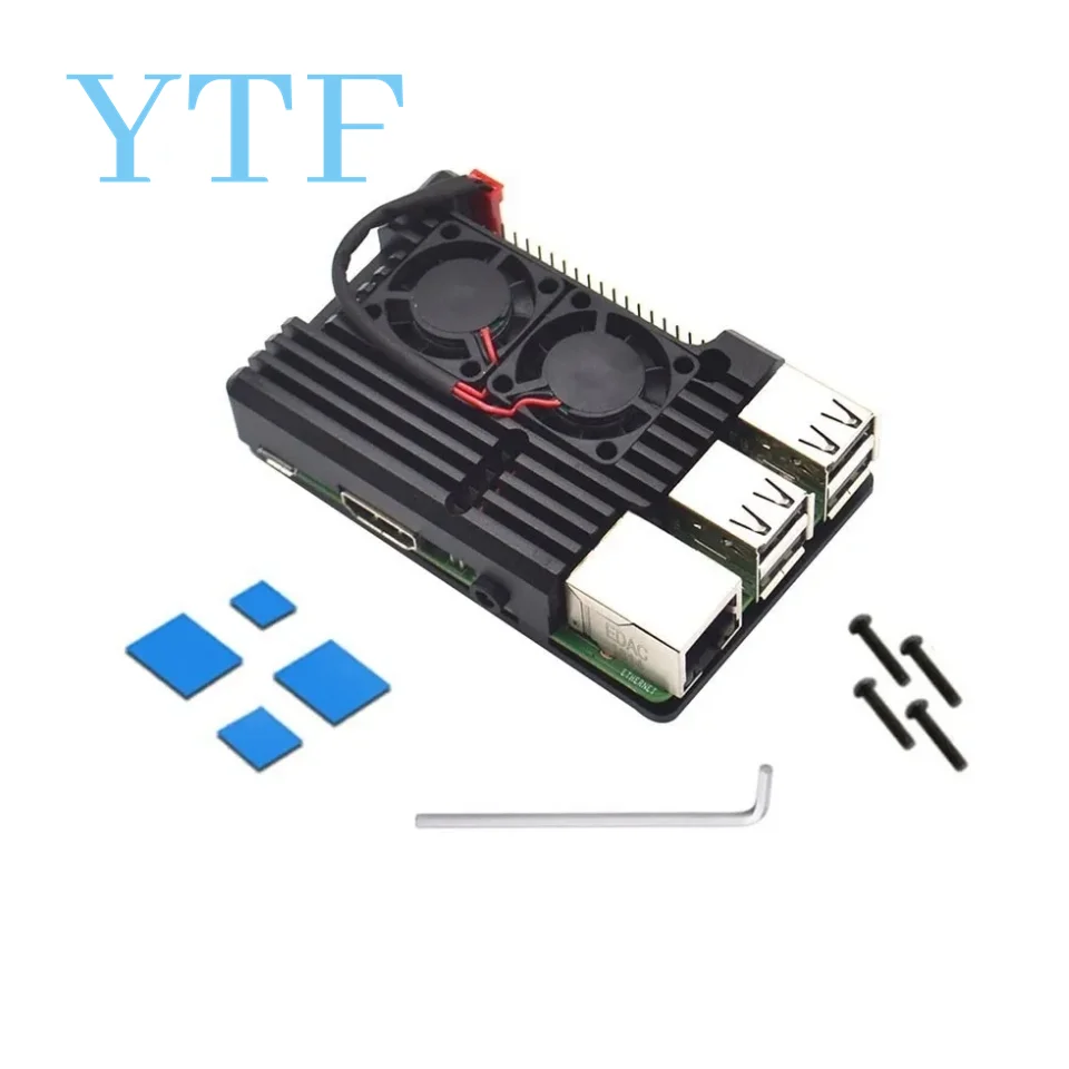 Raspberry Pi Cooler 1set Dual Fan Cooling System Module With Heat Sink For Raspberry Pi 4B 3B+