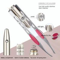 1PC LED Eyebrow Tweezer Oblique Tip Stainless Steel Eyebrow Trimming Clip Eye Hair Removal Prune False Eyelash Clamp Makeup Tool 2