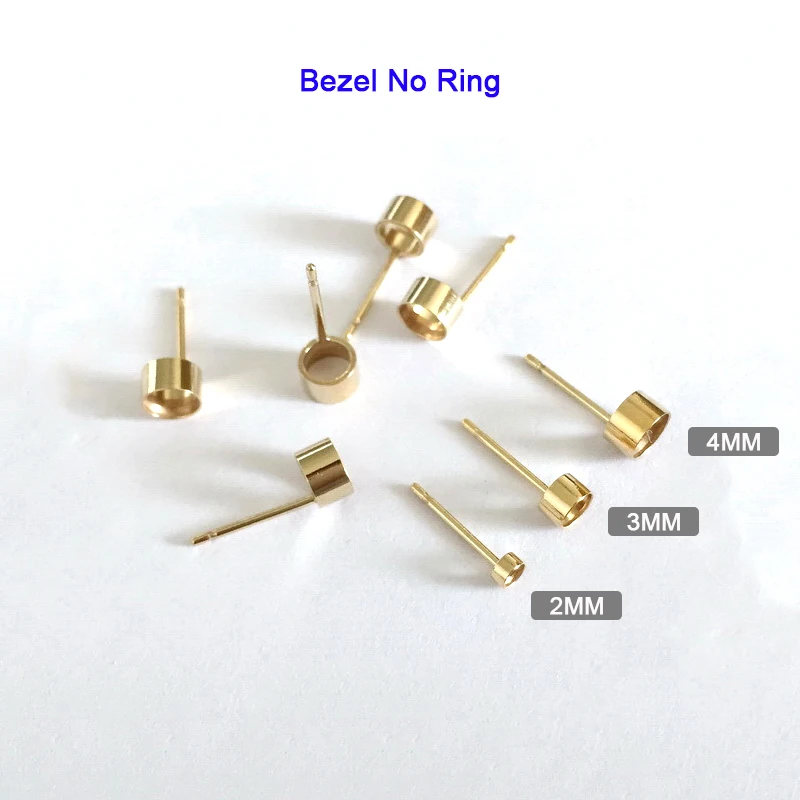 10 sets Anti Tarnish Rose Gold Ear Stud Earring Posts Bezel 8mm