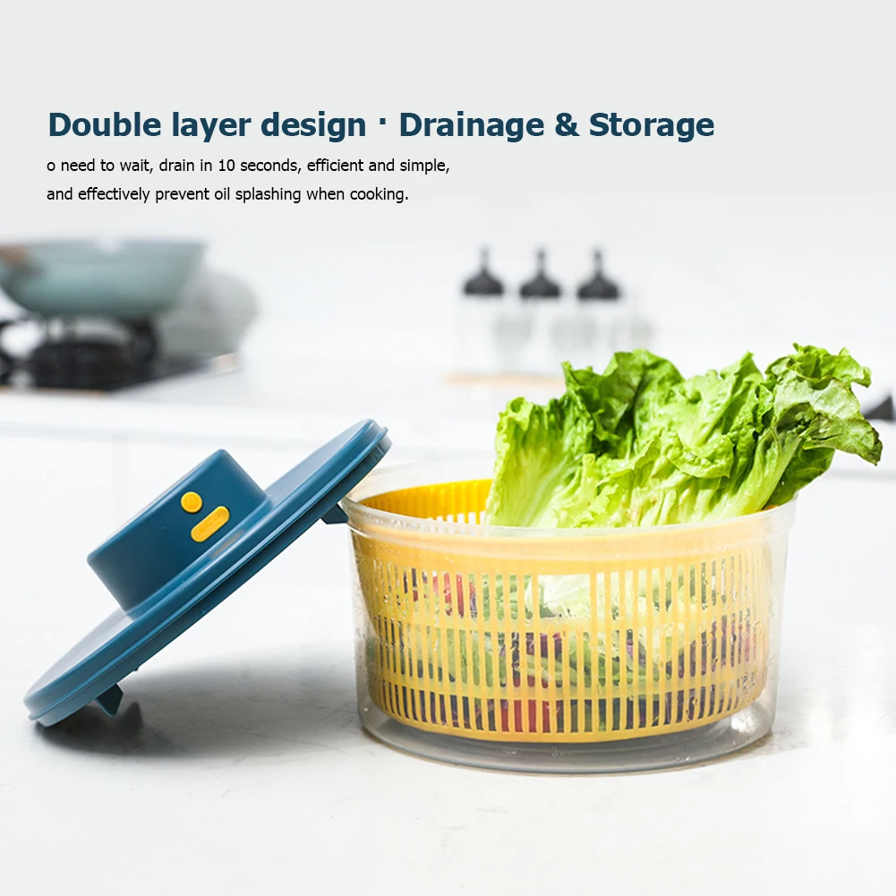 Salad Spinner Fruit Vegetable Household Salad Dehydrator Multifunctional Lettuce Washer Dryer Easy To Use for Washing Drying