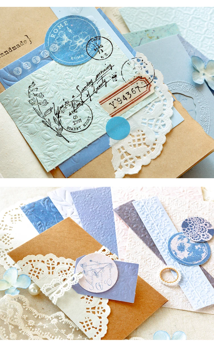 20 Pcs High-end embossed letterpress three-dimensional material paper manuscript Collage Decorative material paper embossed card