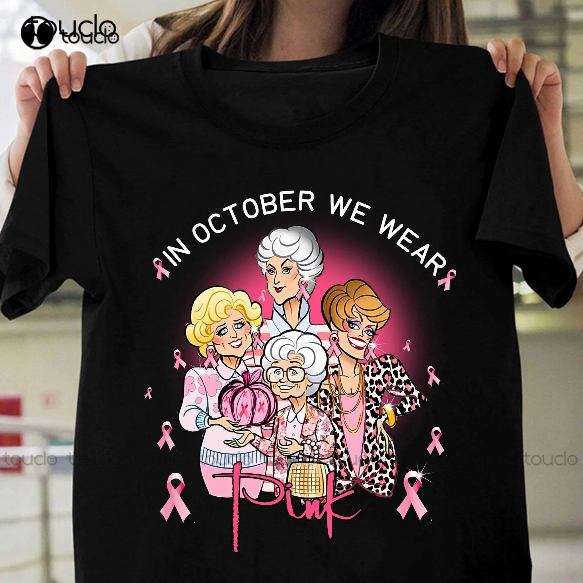 

Golden Girls In October We Wear Pink Pumpkin Breast Cancer Awareness Shirt Cute T Shirts Fashion Tshirt Summer New Popular