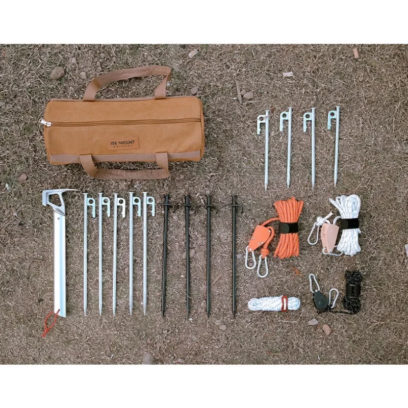 Camping Tent Pegs Bag, Cylindrical Stake Storage Backpack, Portable Miscellaneous Bag, Storage Box, Toolkit Camping Equipment