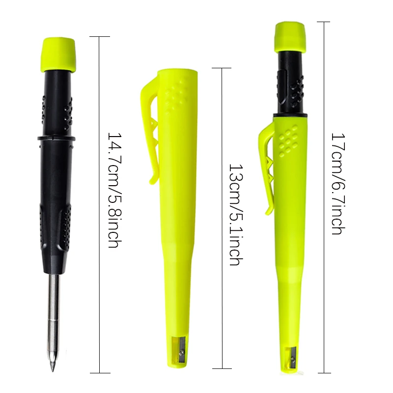 Long Headed Woodworking Automatic Pencil 2.8mm Black Yellow Red 2B Lead Core Deep Hole Marking Architectural Drawing Pencil 6