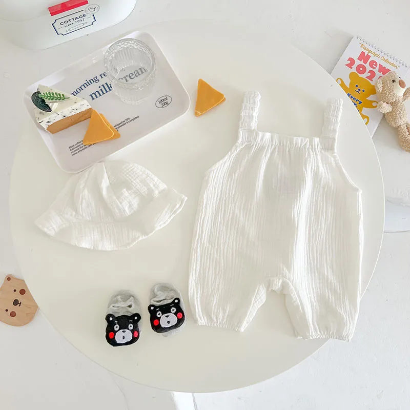 Summer Baby Clothes Bear Romper Set White Toddler One Piece