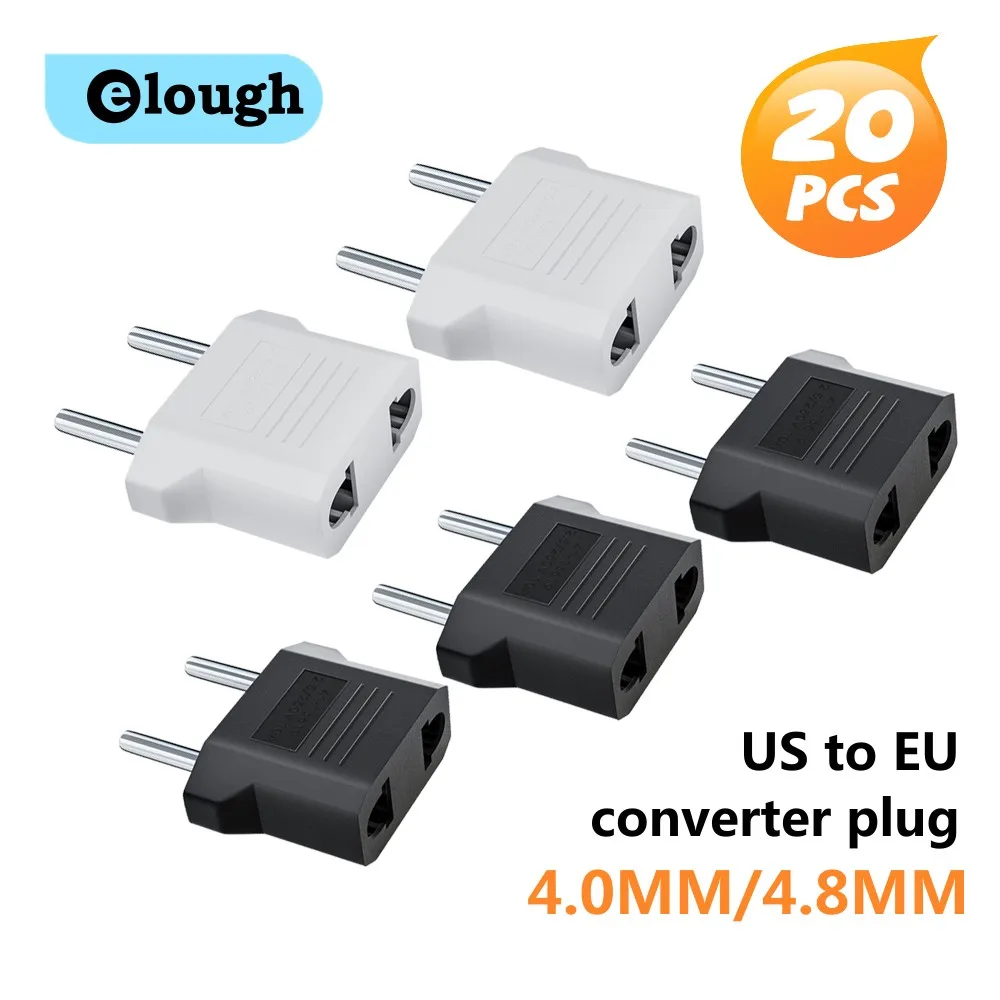 Plug Adapter elough 1-20pcs US to EU 4mm/4.8mm Electrical Socket Adapters American China KR To Europe