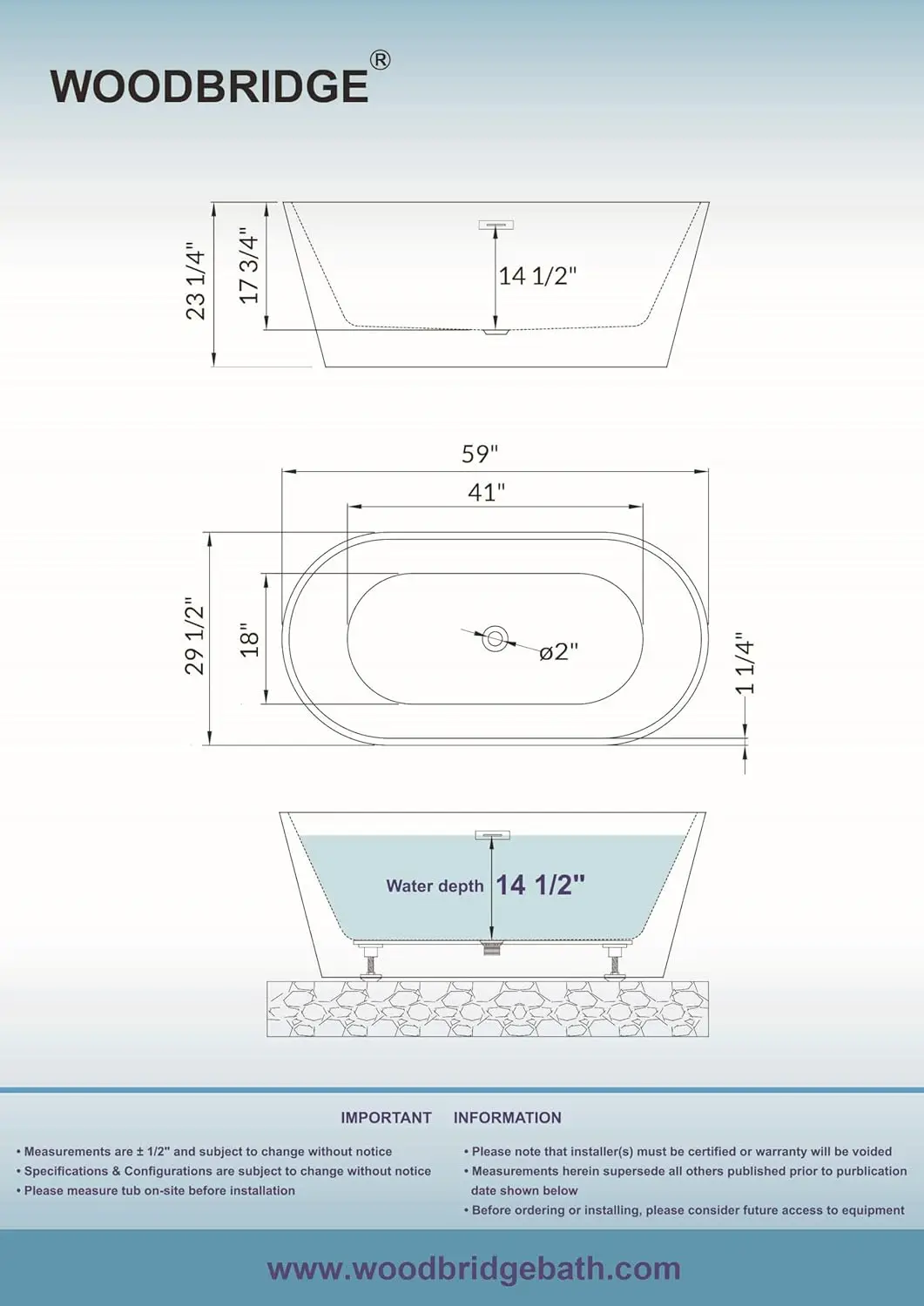 59 inch Acrylic Freestanding Bathtub Contemporary Soaking Tub with Brushed Nickel Overflow and Drain wont discolor over time 6
