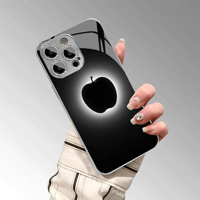 Elegant Black and White Glass Electroplated Phone Case Cover