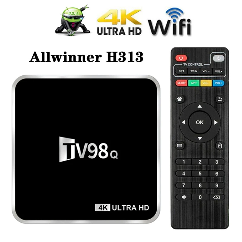 

ТВ-приставка TV98Q 2 ГБ + 16 Гб 4K H.265 H313 Android 12.1 ТВ-приставка 2,4G Wifi телеприставка TV98 медиаплеер