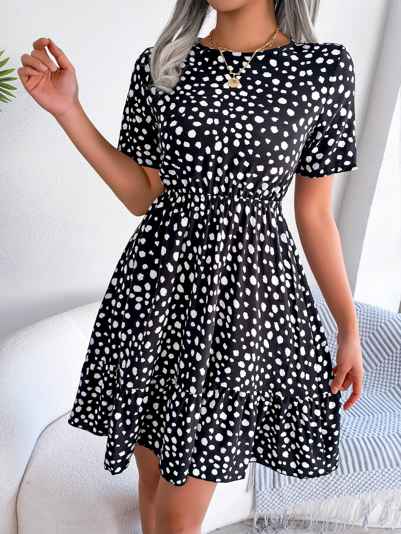 Leopard Print Casual Dress for Women Summer Vacation