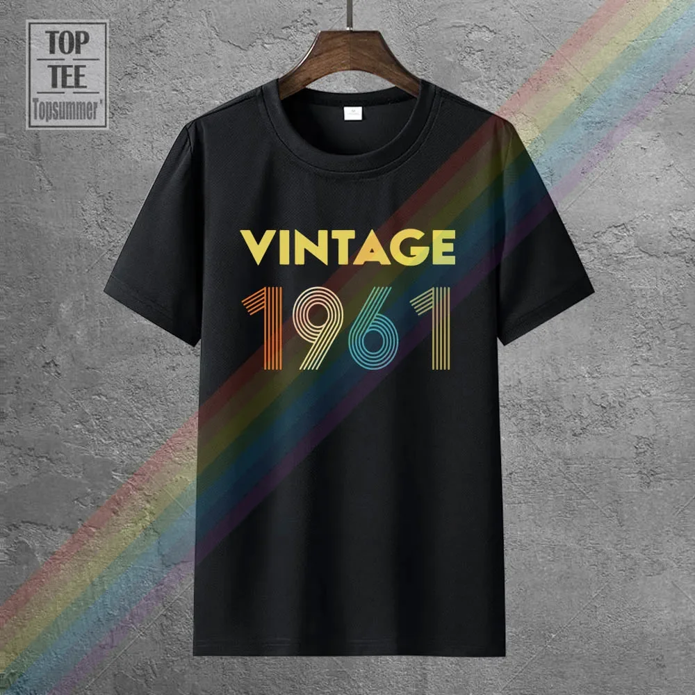 

Vintage 1961 Fun 60Th Birthday Gift Tee-Shirt Retro Brand T Shirt Harajuku Logo Elegant Top T Shirts Funny Fashion Tshirts