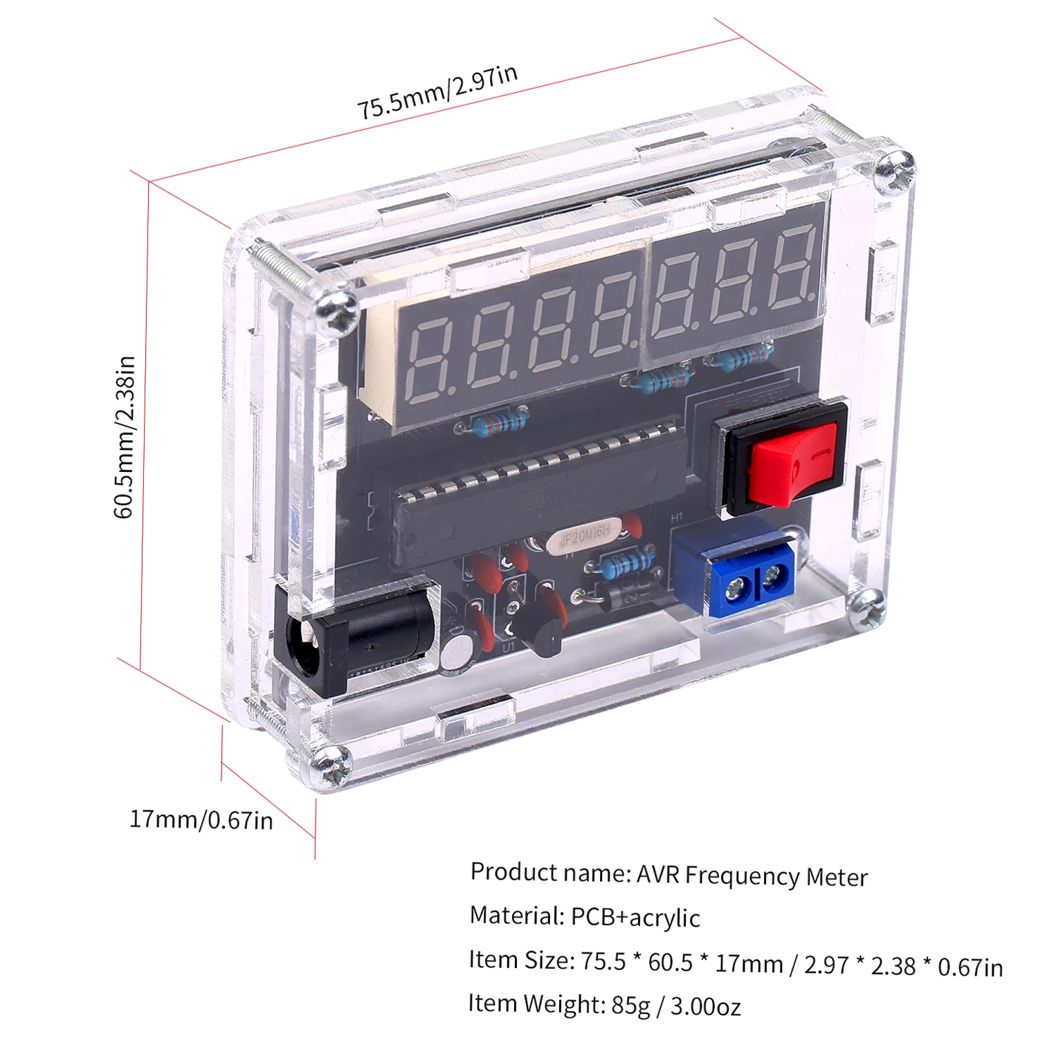 10MHz Frequency Meter DIY Frequency Counter AVR Shell Counter Cymometer Measurement 0.000 001Hz Resolution
