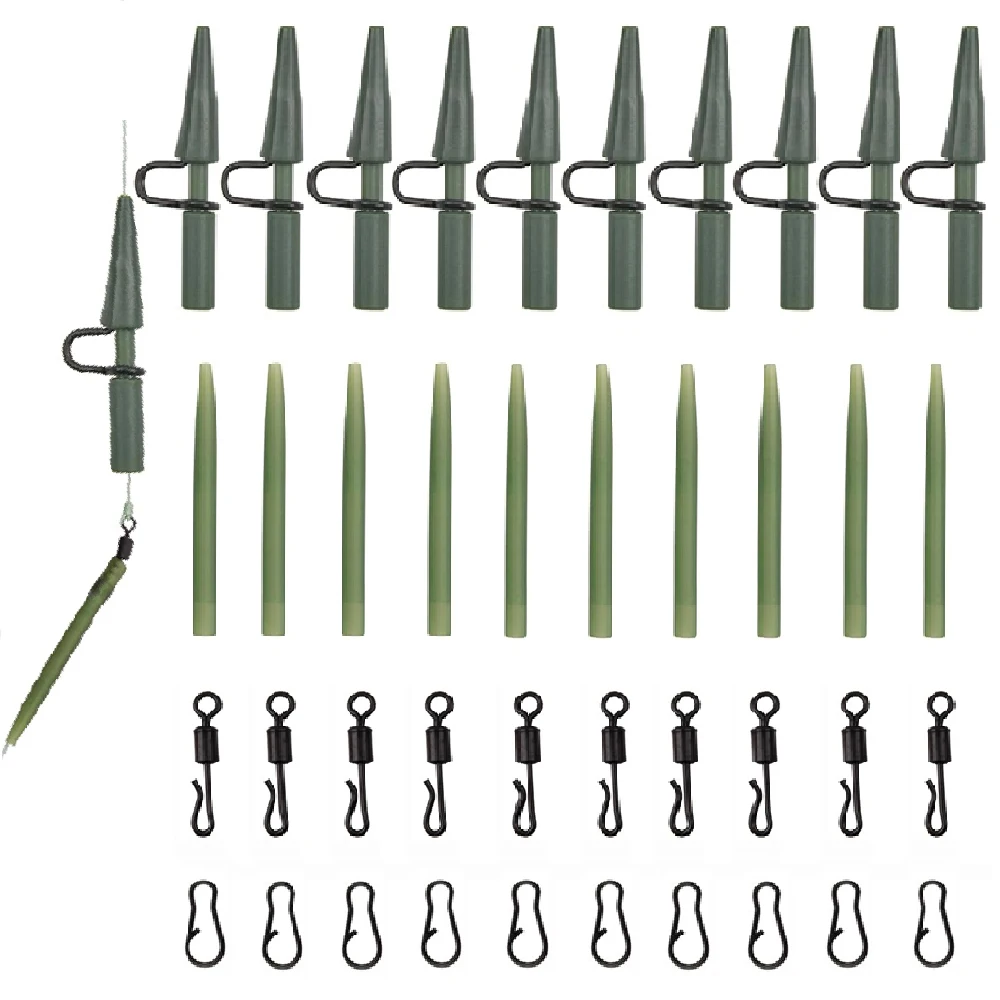 40Pcs Karpfen Angeln Zubehör Sicherheit Blei Clips Schnell Ändern Wirbel Snaps Anti Verwicklung Ärmeln Karpfen Haar Rigs Terminal angelgerät