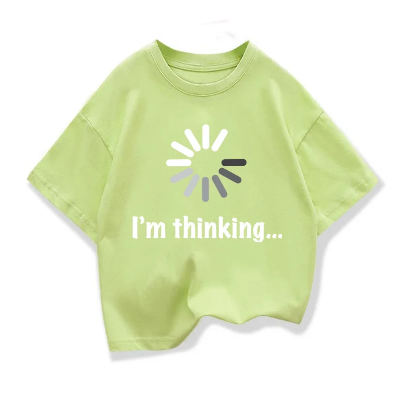 Kids T-shirt High Quality Cotton Funny I‘m Thinking Printed Casual Loose Boys Streetwear Cool T Shirt O-neck Kids Tops Tees